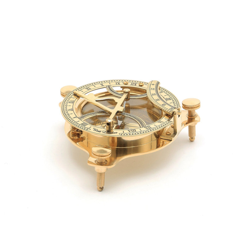 Antique Style Brass Sundial Compass - Classic Nautical Décor