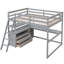 Lit mezzanine avec bureau intégré, tablettes et deux tiroirs intégrés, une solution multifonctionnelle pour une vie confortable et une utilisation efficace de l'espace-159368541
