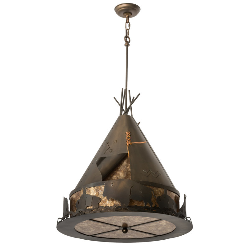 Rustic Lodge 4 - Light Pendant, 71" H x 24" W x 24" D, Antique Copper