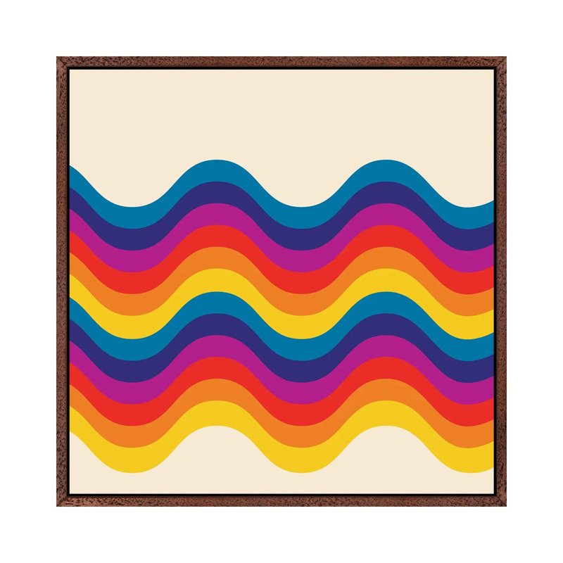 Wavy Retro Rainbow 1 Piece Wall Art on Canvas, 66.04 cm H x 66.04 cm W, Classic Wood Framed