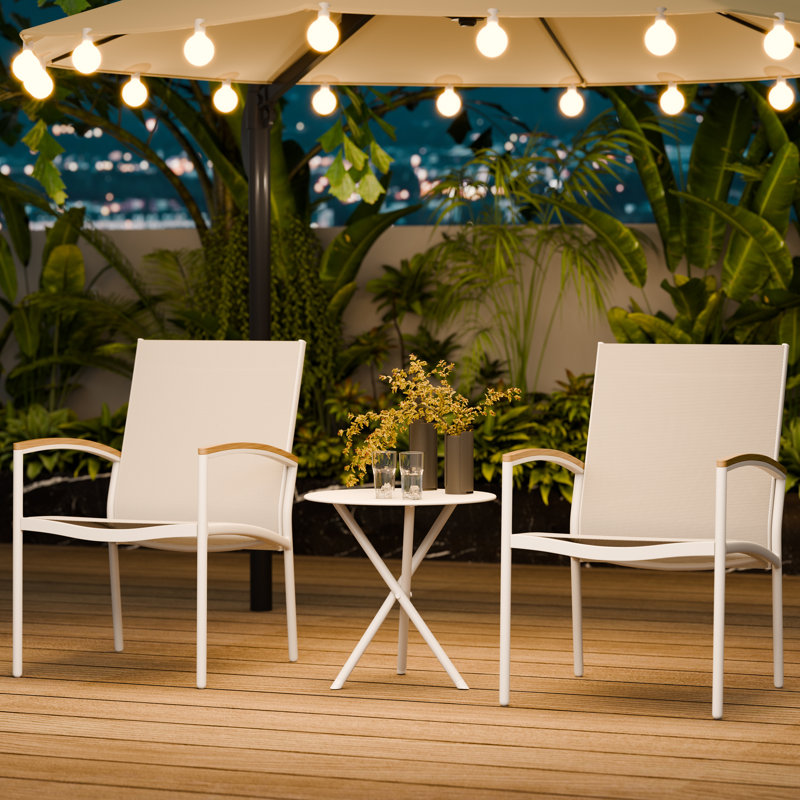 3-Piece Patio Conversation Set, White