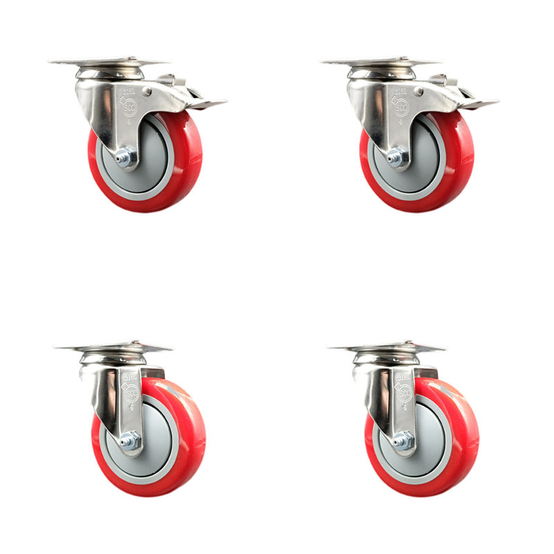Polyurethane Casters, Red