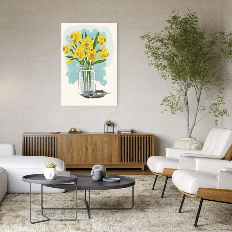 Impression sur toile jaune jonquilles jaunes en jonquille, H 48 po x l 32 po