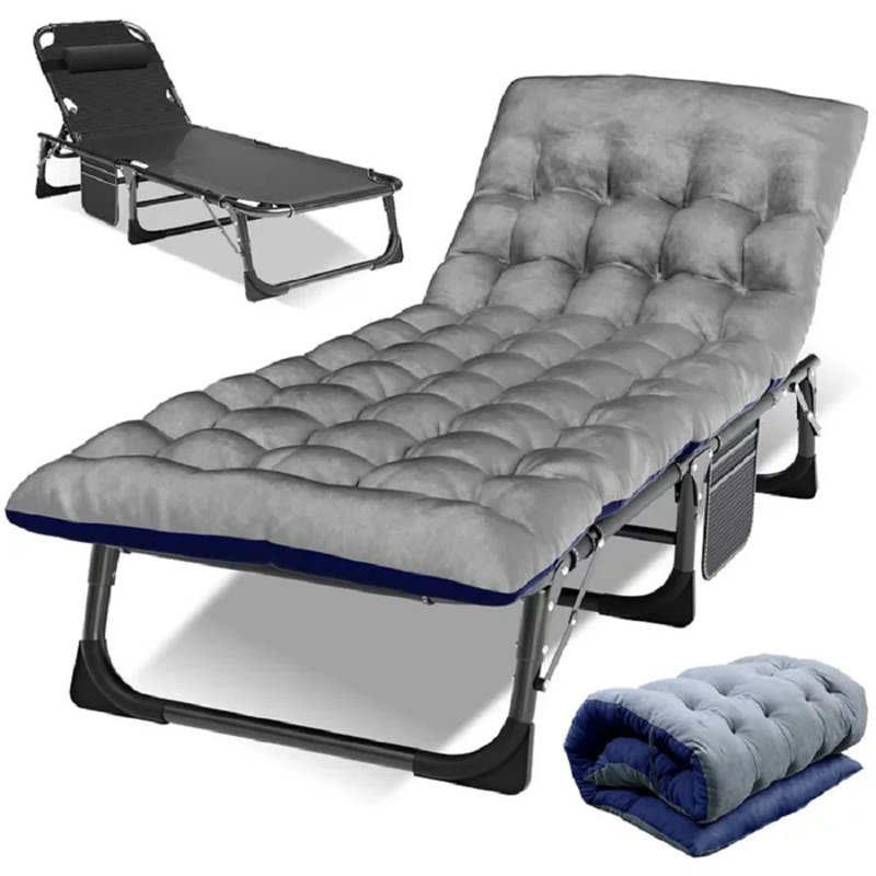 Méridienne de patio d'extérieur pliante, réglable à 5 positions, Gris