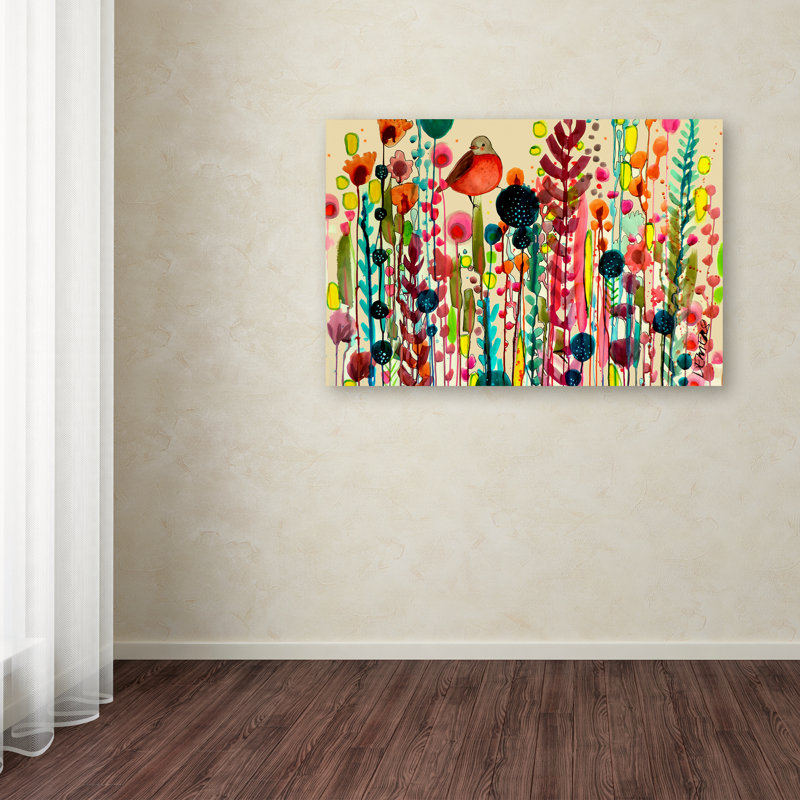 Multicolor Floral and Bird Modern Canvas Wall Art