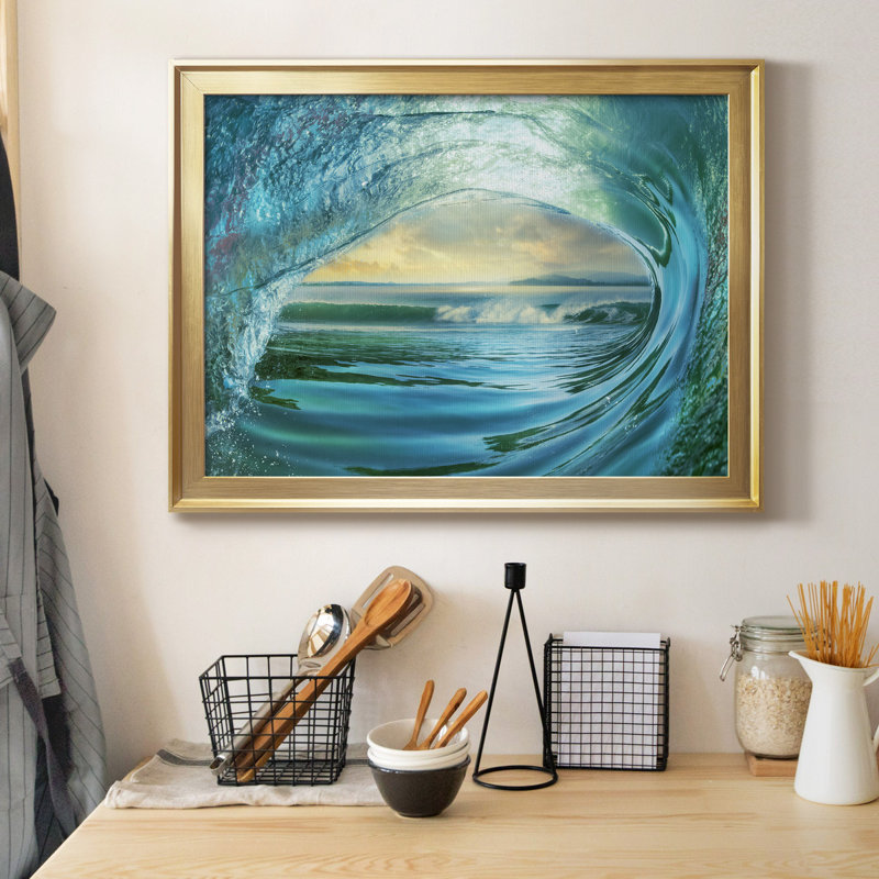«Big Wave», reproduction encadrée de qualité supérieure - prête à être accrochée, H 22,5 po x l 30,5 po x P 1,5 po