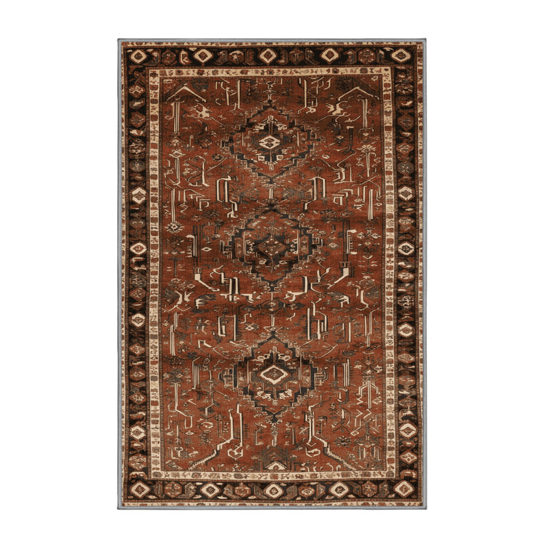 Tapis brun lavable à la machine, Rectangle 7 pi x 9 pi