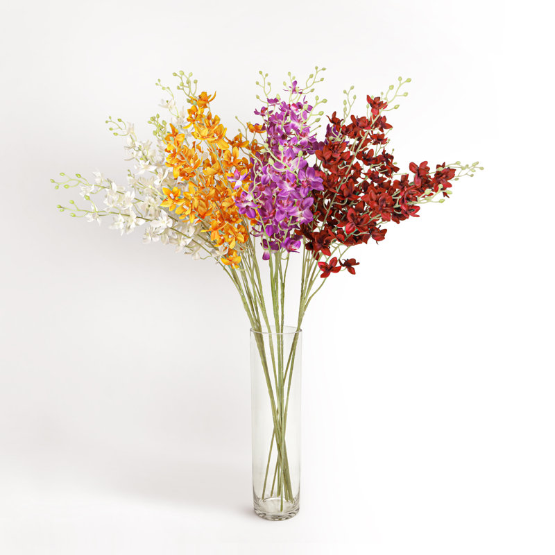 Petite Artificial Dendrobium Orchid Flower Stem Spray, Cream White