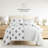 Quilt Set - Lightweight - All Season Quilted Coverlet -Stamped Bloom Dusk Blue-105628154