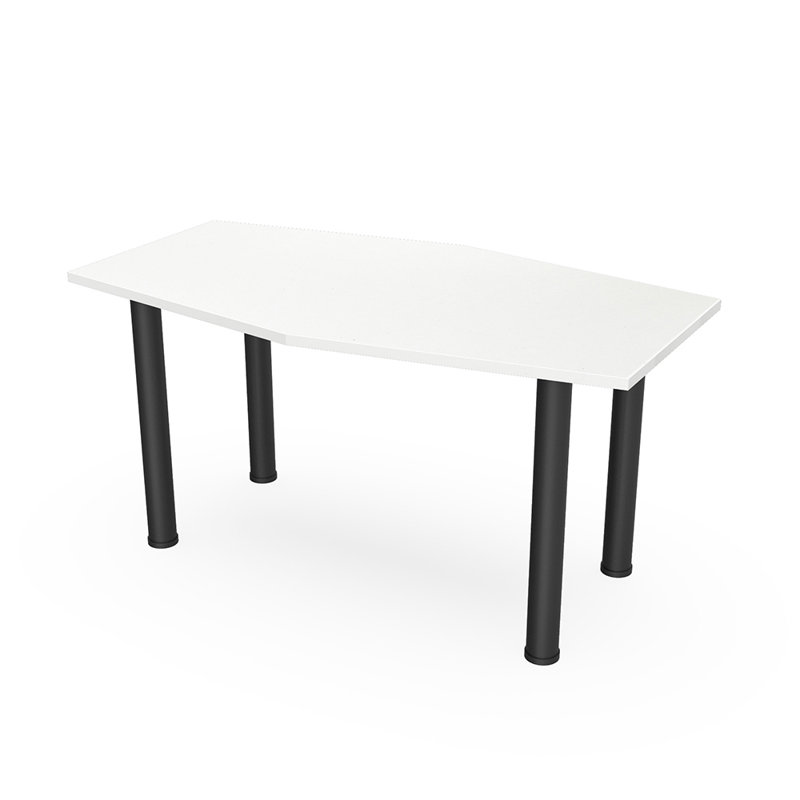 Table hexagonale avec pieds Nyemia, Blanc classique, Noir mat, L 72 po x l 36 po