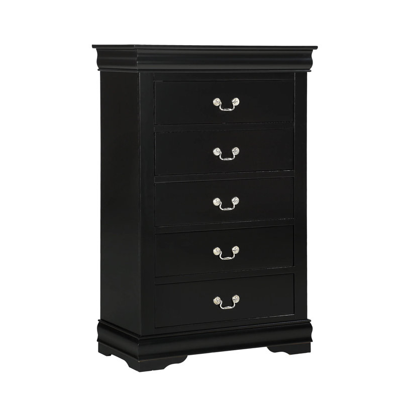 Sleek And Stylish Five-Drawer Chest With Contemporary Design And Ample Storage Space, Black