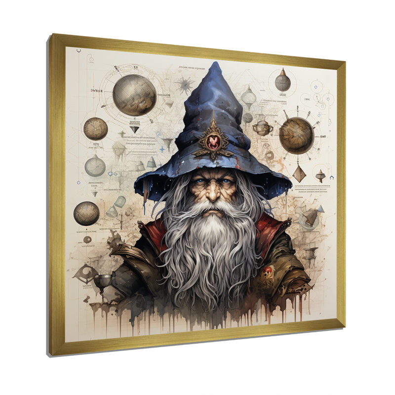 Schéma gnome I, impression sur toile, Cadre doré simple, H 30 po x l 30 po x P 1 po
