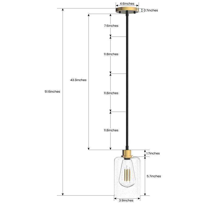Teulon 1 - Light Single Pendant, Brushed Gold/Matte Black
