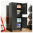 71" H Metal Garage Storage Cabinet with Integrated Drawer, Powder Coated Steel Utility Locker in Black