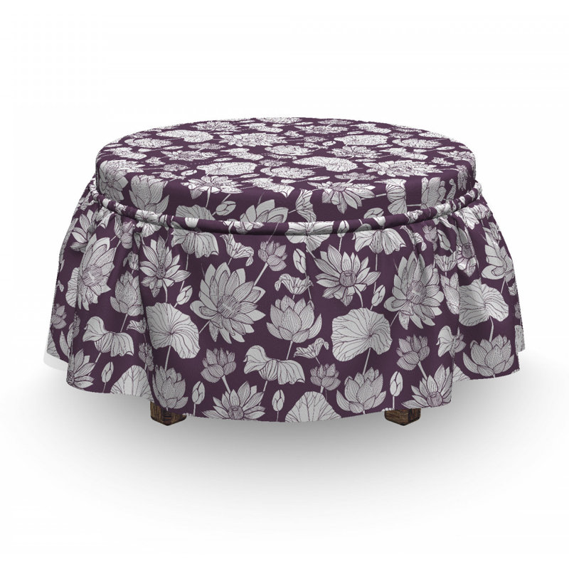 Housse pour repose-pieds floral monochrome