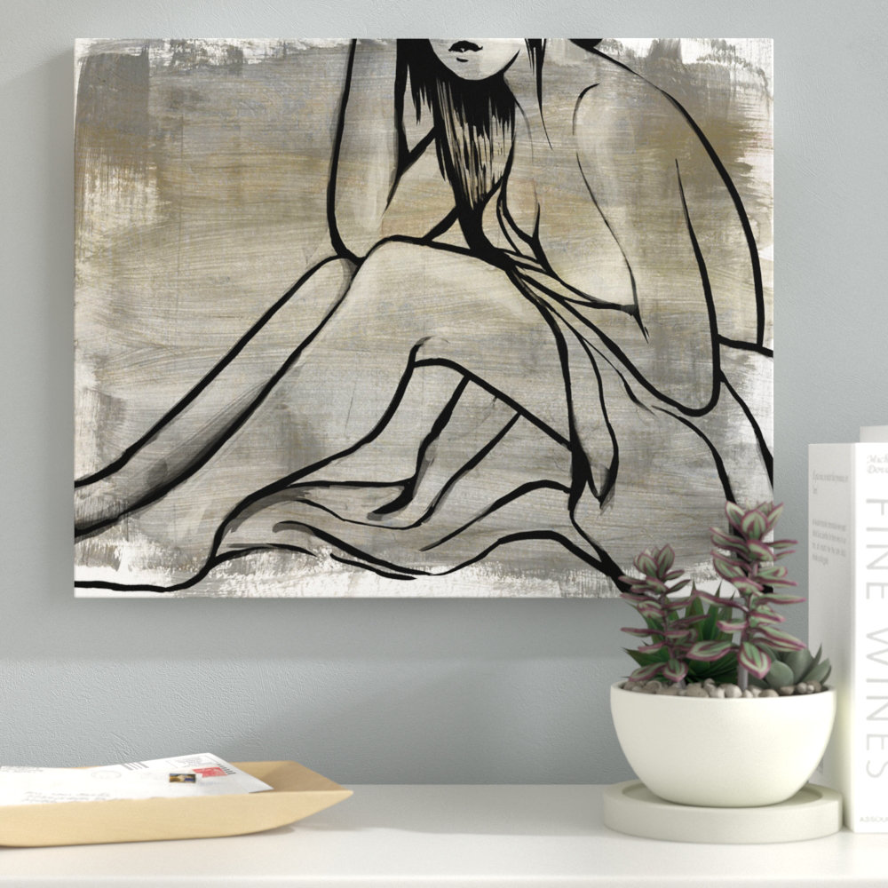 Nude Scribe II by Ready2HangArt - Wrapped Canvas Graphic Art Print Ebern Designs 