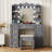 Makeup Vanity with 3-color Lighting Mirror, Outlets, Stool, Storage Drawers and Cabinet-167478797
