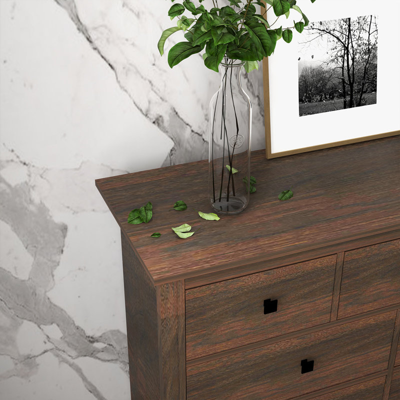 Wide 7-Drawer Farmhouse Bedroom Storage Dresser with Anti-Tip Kit, Brown