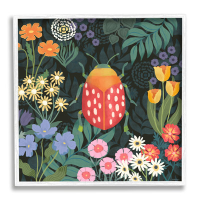 Garden Patterned Beetle Framed Giclee Art by Levison Design