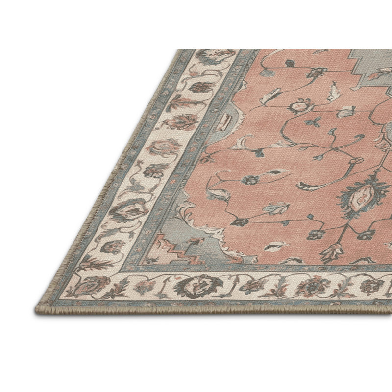 Machine Washable Tabriz Beige Area Rug, Rectangle 2' x 3'