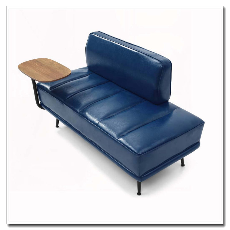 55"Inch Width Modern End of Bed Bench,Faux Leather Upholstered With side table, Blue