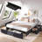 Gray Queen Upholstered Platform Storage Bed with 3 Drawers – No Box Spring, Easy Assembly-1482309224