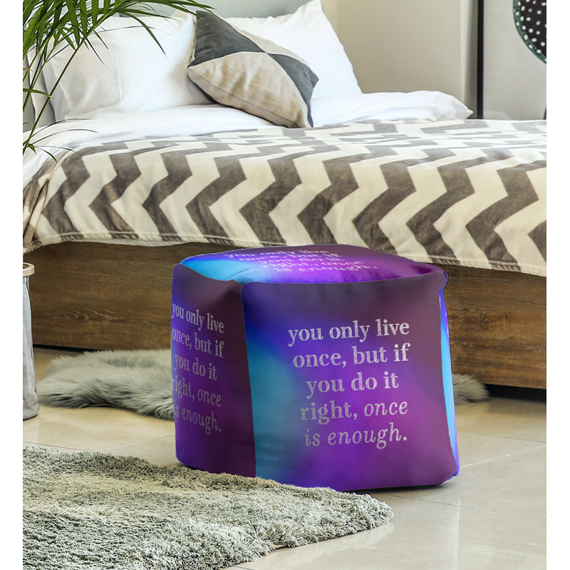 Repose-pieds cube, Bleu / Mauve