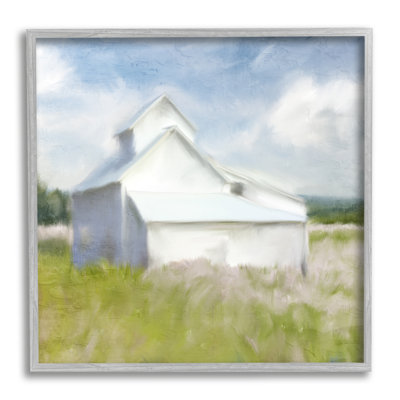 «Beautiful White Farmhouse Cottage Countryside Grassland» par Kim Allen - Peinture