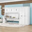 Lit escamotable simple 6 tiroirs en bois avec armoires et garde-robe et tablettes-1542345102