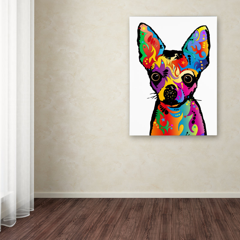 « chihuahua dog white », impression sur toile tendue, H 19 po x l 14 po x P 2 po