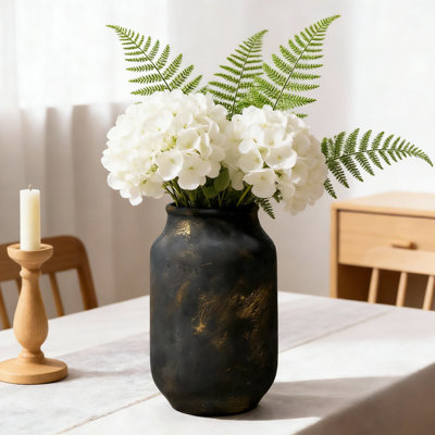 Handcrafted Ceramic Farmhouse Vase, Whitewashed Terracotta Decorative Flower Vase For Home Decor, Table Centerpiece, Shelf Or Mantel Display