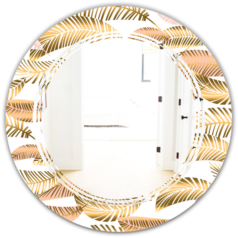 Triple C Coastal Frameless Wall Mirror, 23.6" H x 23.6" W, Triple C Tropical Pattern III 