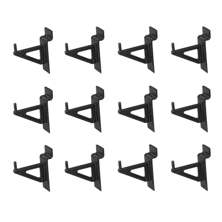 2 in. x 1 in. Black Plastic Slat Wall Hooks