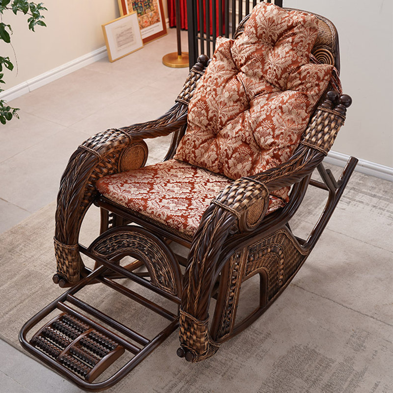 Chaise berçante en rotin naturel naturel