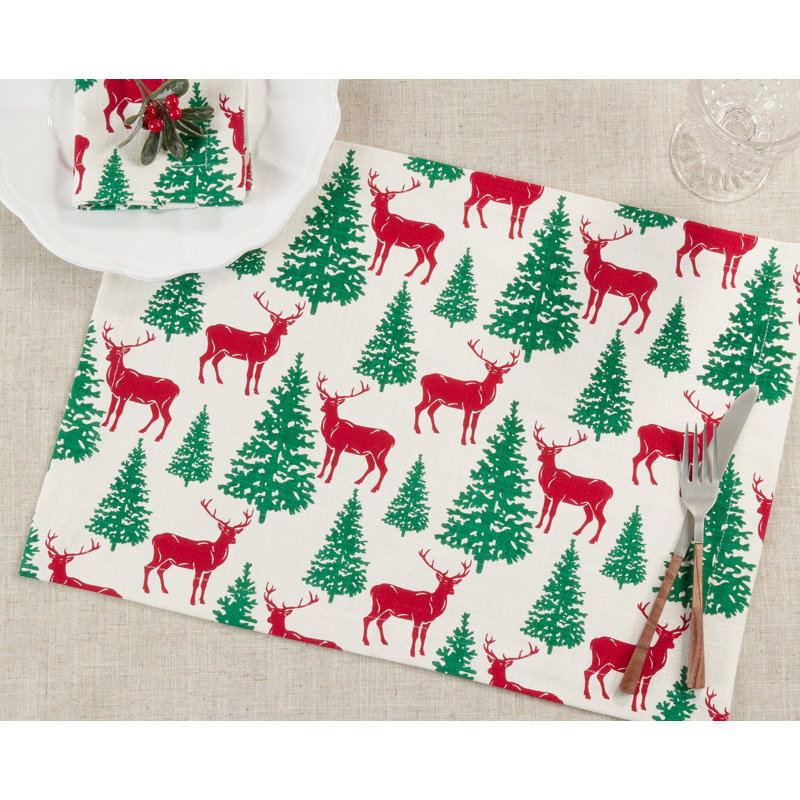 Napperon en coton et cerfs 14 po