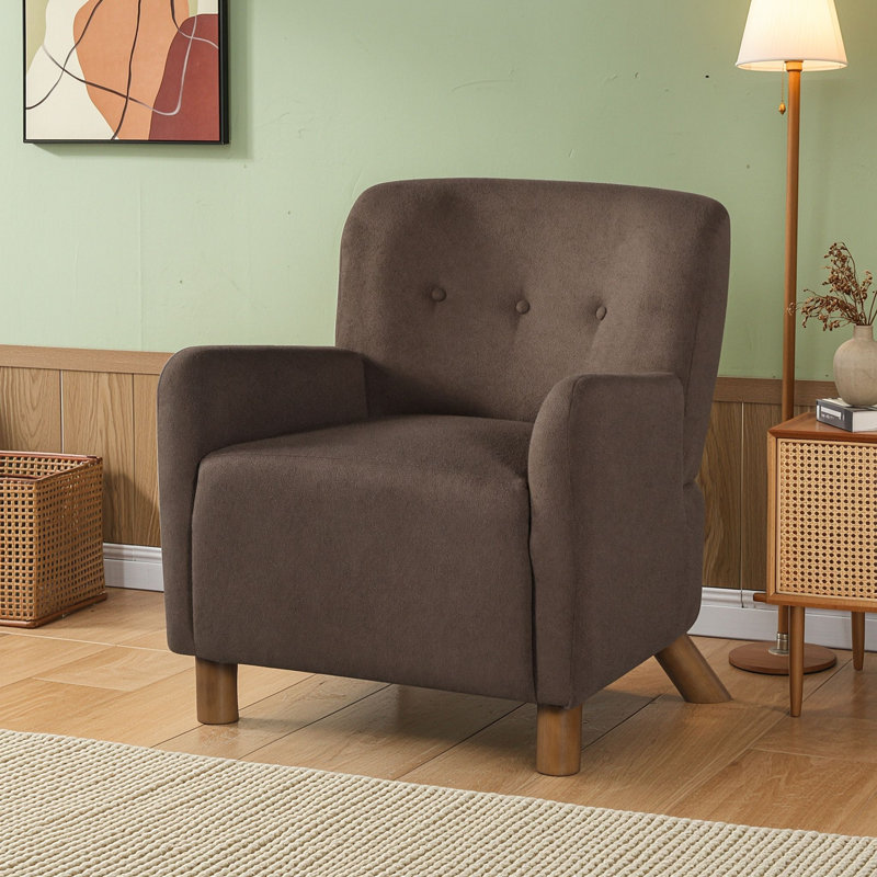 Fauteuil capitonné à boutons, canapé, Brun