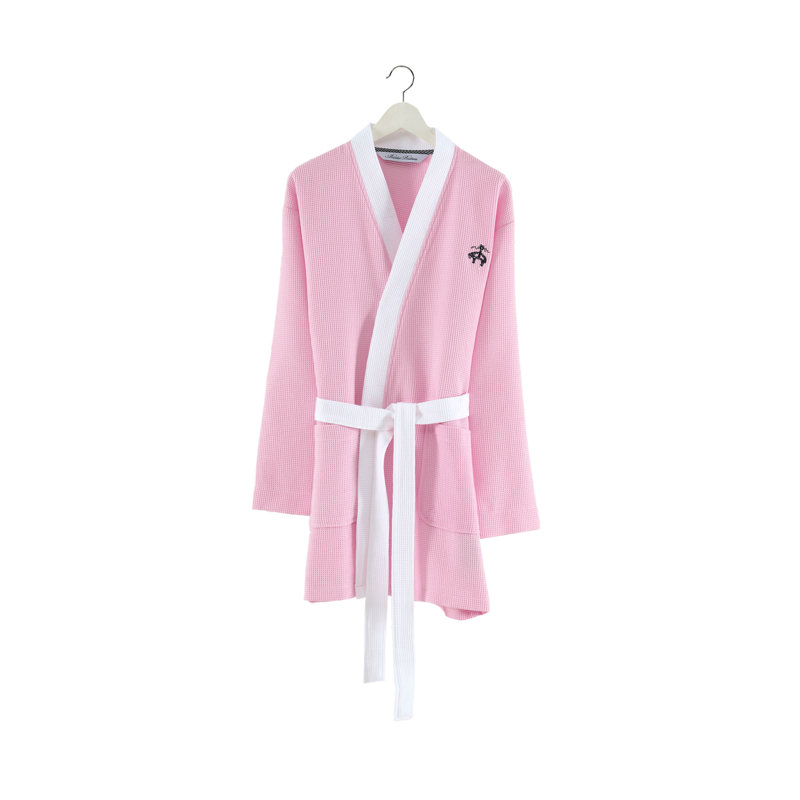 Peignoir au-dessus du genou 100% coton avec poches, Rose