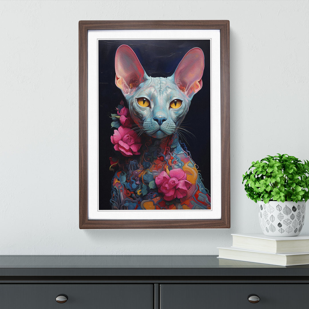 Sphynx Cat Contemporary - Framed Print