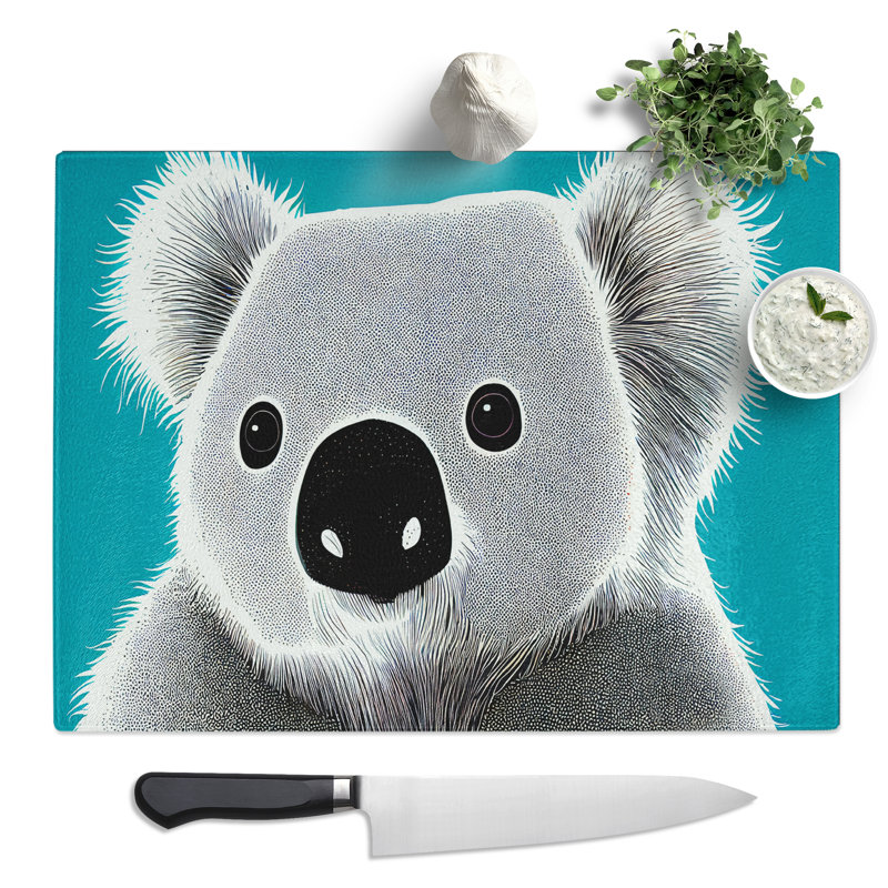 Cute Koala Bear  Glass Chopping Board