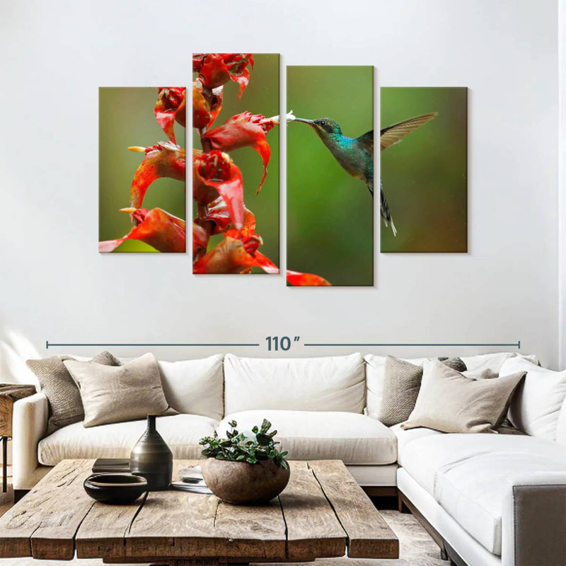 Collation de fleurs de colibri Brampt, H 54 po x l 84 po
