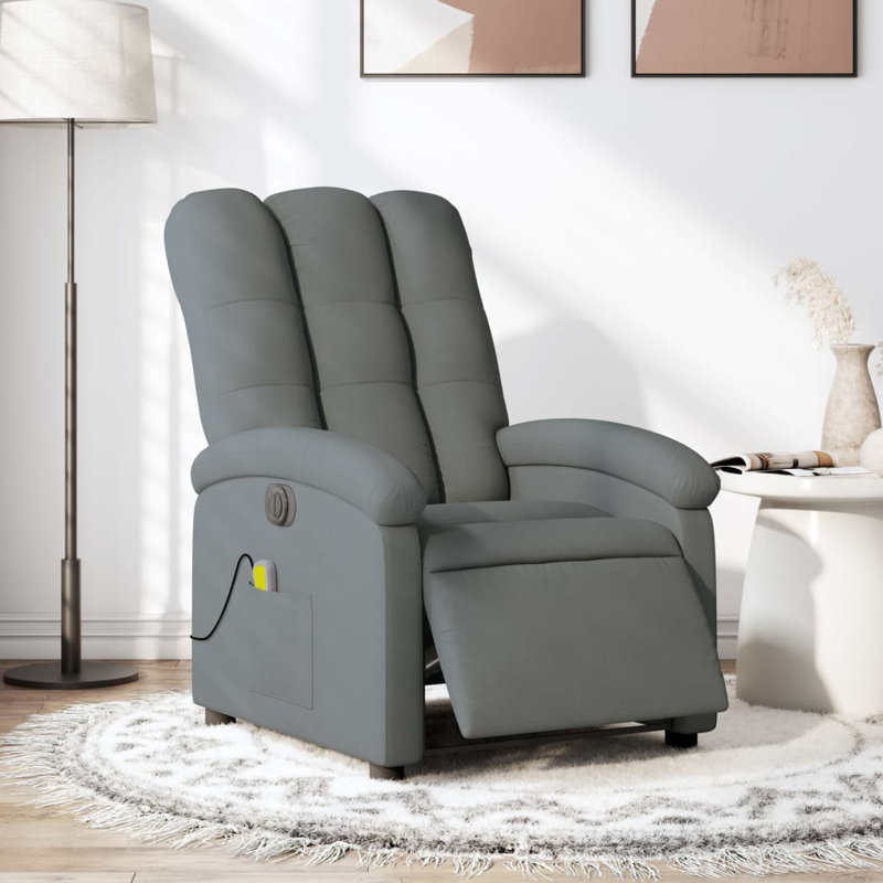 Fauteuil inclinable de massage vidaXL, dossier / repose-pieds réglable, tissu, Dark Grey Faux Leather, Courant