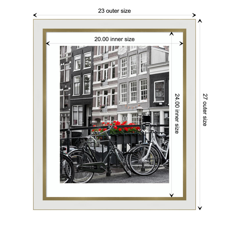 Cadre pour photo simple Roseville, 16 po x 20 po, Blanc / Doré
