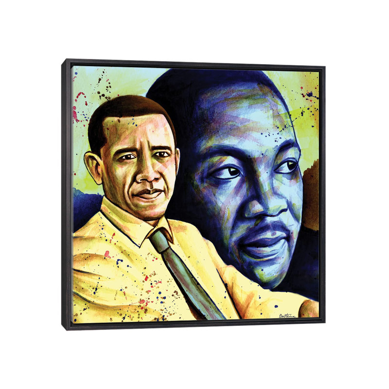 «Obama and L. King» par Ben Heine - impression d'art graphique, Pas de tapis, H 18 po x l 18 po x 1,5 po
