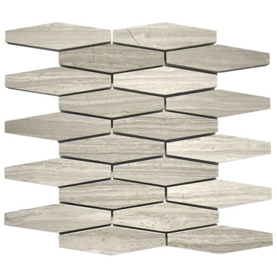 Wooden Gray Honed Clipped Dioamond Mosaic