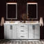 Meuble-lavabo double rectangulaire de 185 cm avec comptoir en marbre blanc de Carrare de 3,8 cm d'épaisseur, de couleur gris.-1871062215-1871062235