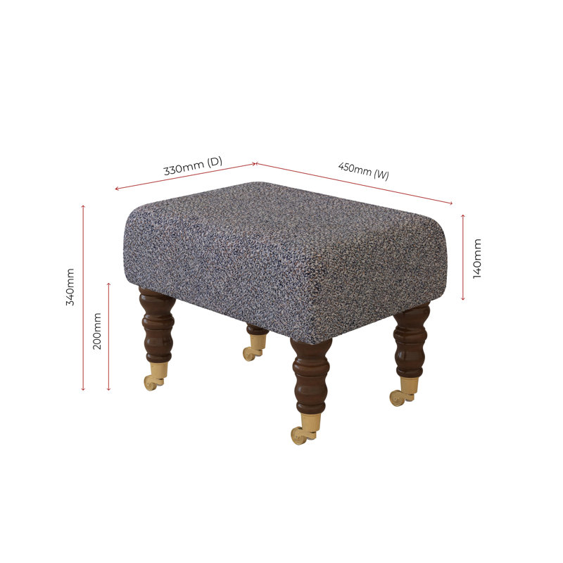Autryville Wood Caster Leg - Fabric, Mahogany, Boucle, Sapphire
