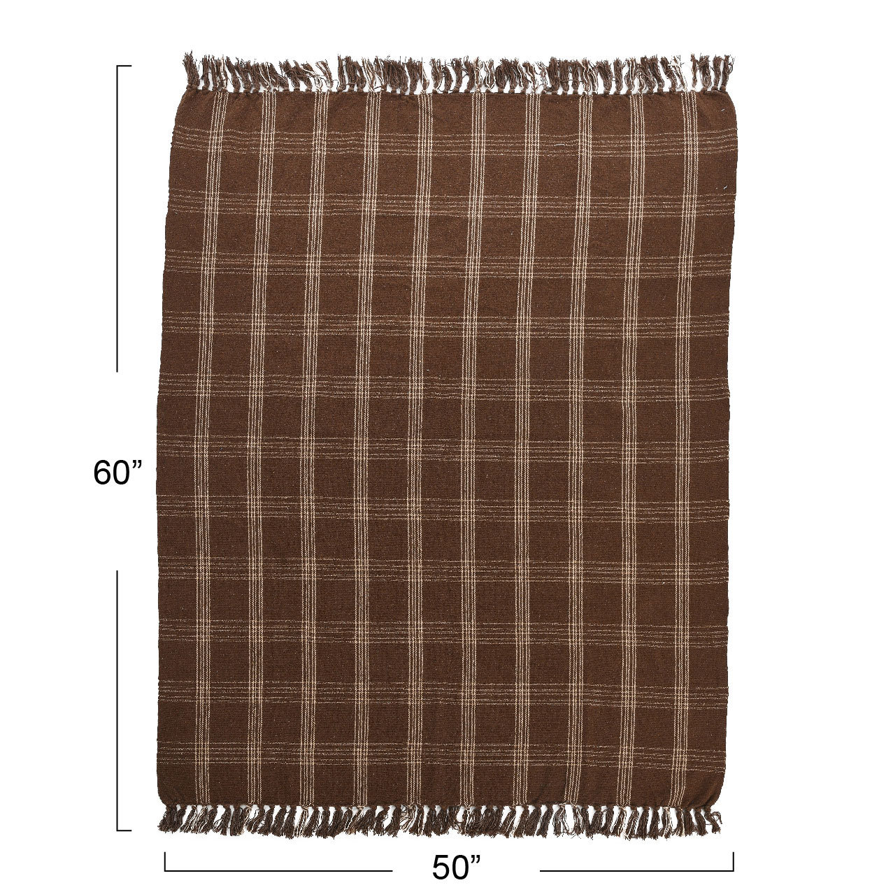 Eura Cotton Hand Woven Throw Blanket, Brown
