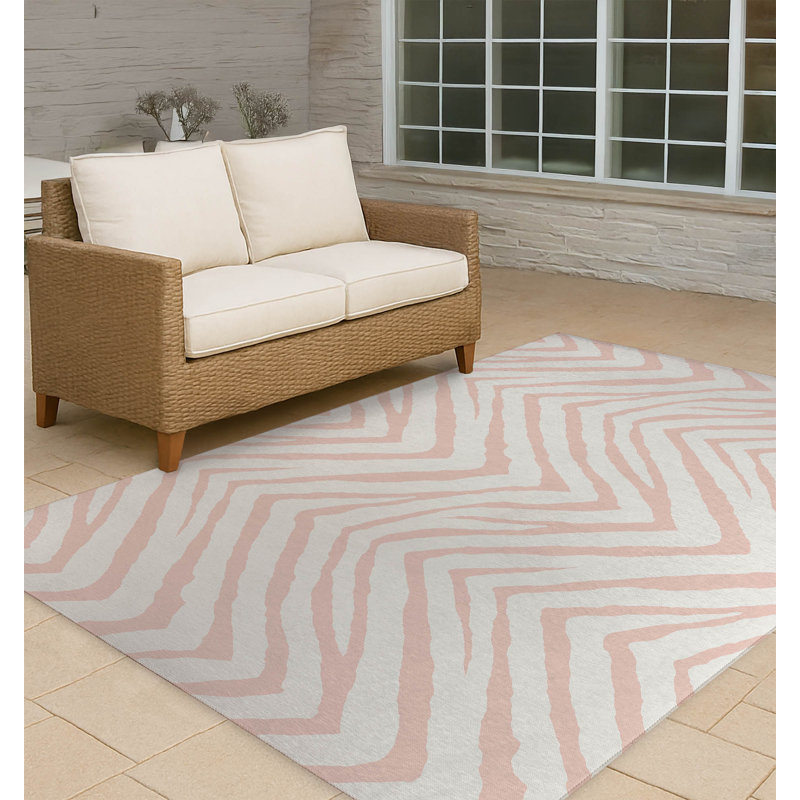 Zebra Stripe Non-Slip Outdoor Rug, Rectangle 3' x 5'