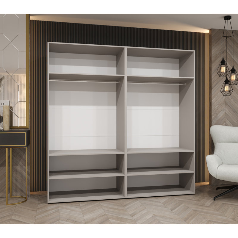 Manufactured Wood Wardrobe, black matt + handles: black