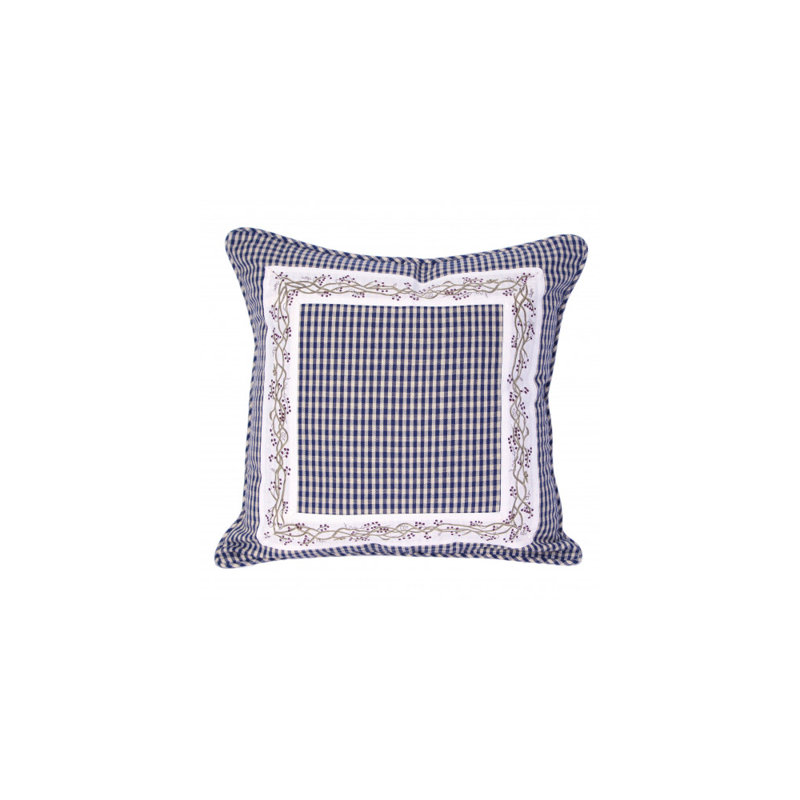 Berryvine Plaid Cotton Throw Pillow, No Fill, Navy